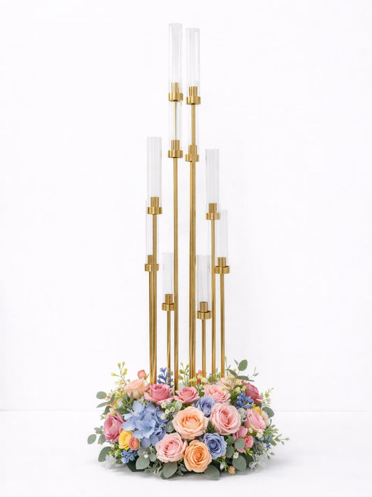 10 Arm 58" Gold Metal Cluster Candelabra