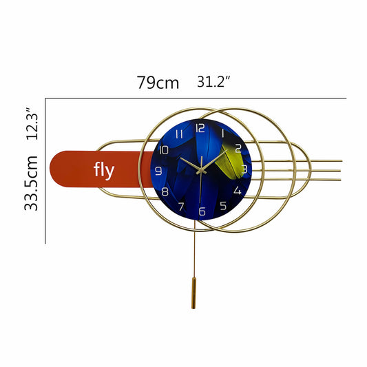 Artistic Geometric Metal Wall Clock with Pendulum Creative Home Decor
