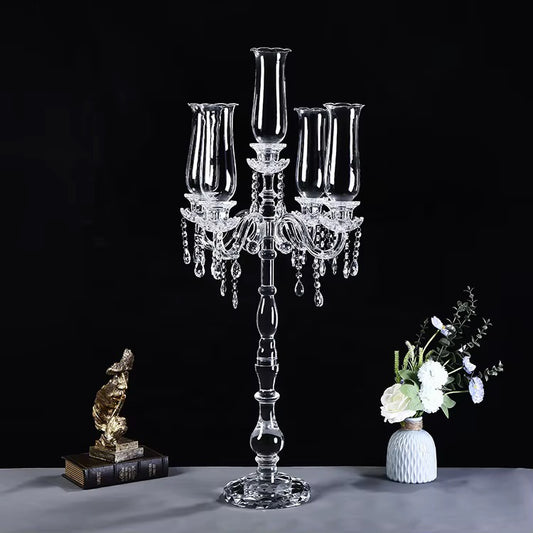 5 Arm 40" Crystal Glass Candelabra Party Candle Holders