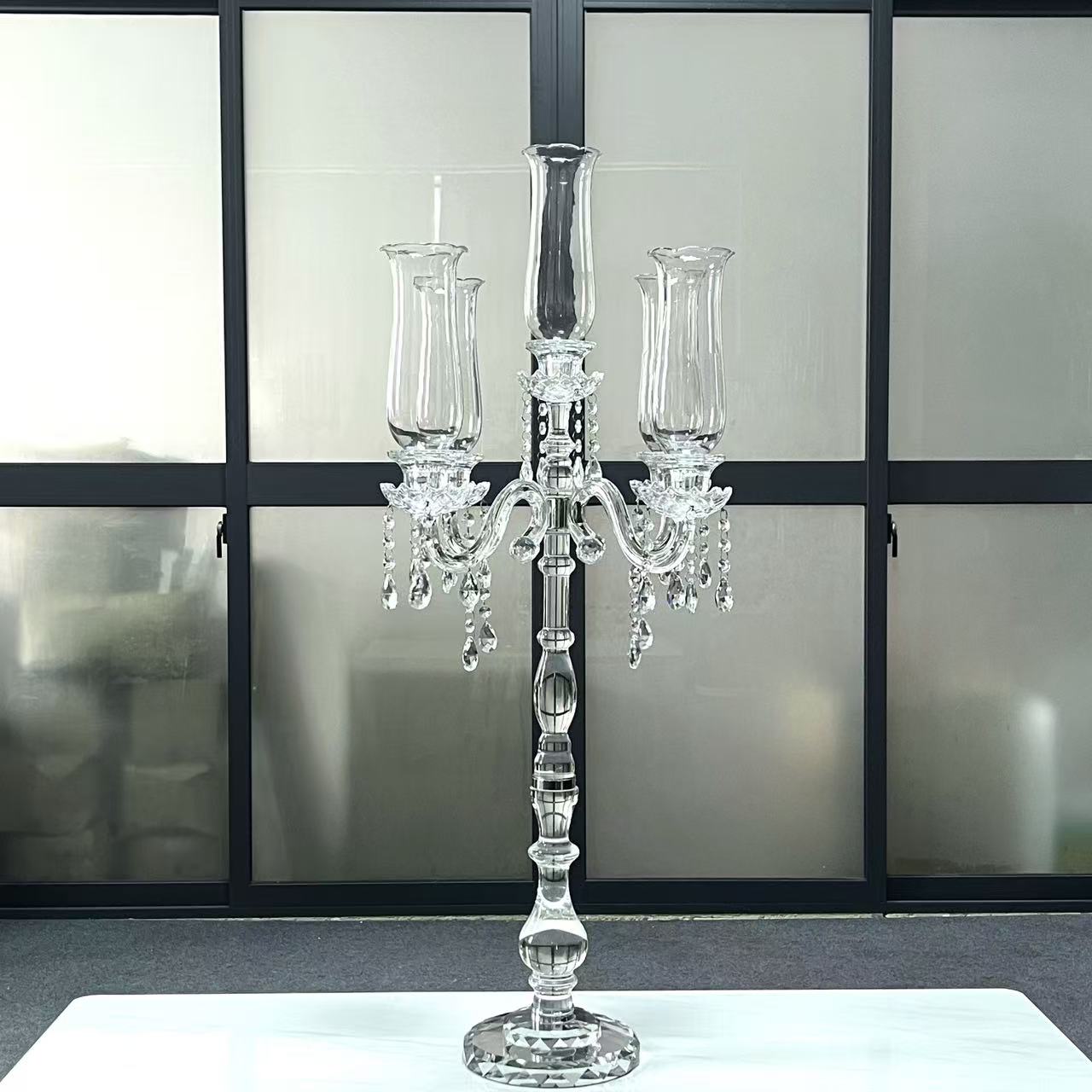 Crystal Glass Candelabra Party Candle Holders