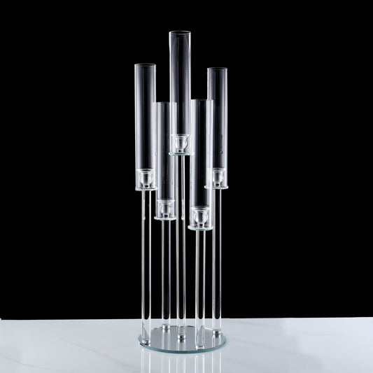 5 Arm 36" Crystal Glass Candle holder Candelabra