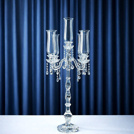 5 Arm 40" Crystal Glass Candelabra Party Candle Holders