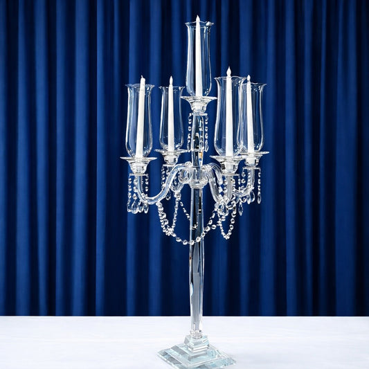 5 Arm 40" Crystal Glass Candelabra Tabletop Centerpieces