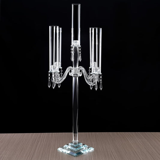 5 Arm 40" Crystal Glass Candelabras Party Candle Holders