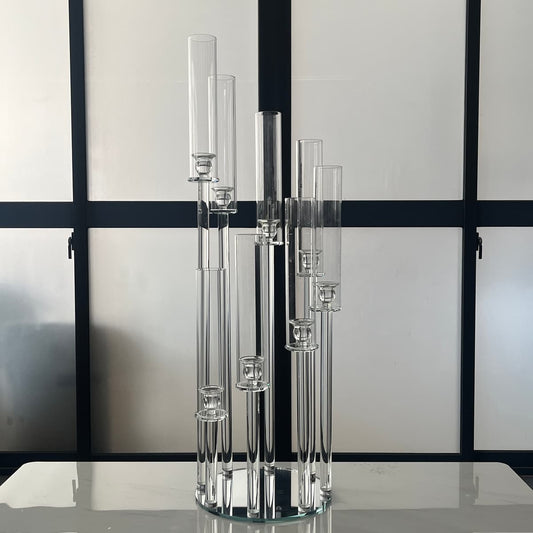 8 Arm 40" S-Shaped Crystal Glass Candelabra Wedding Centerpiece
