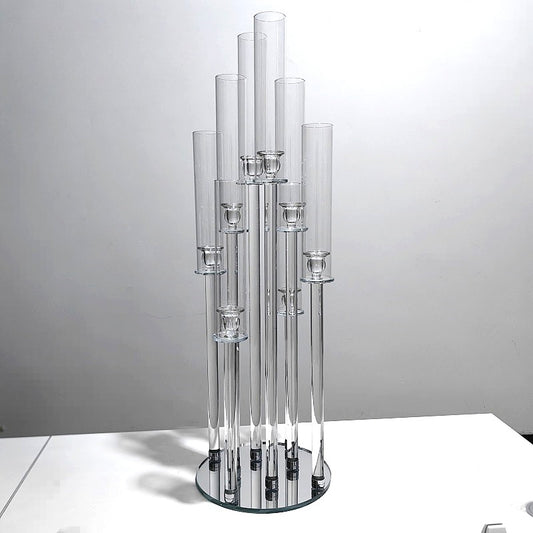 Crystal Glass Candelabra Wedding Centerpiece