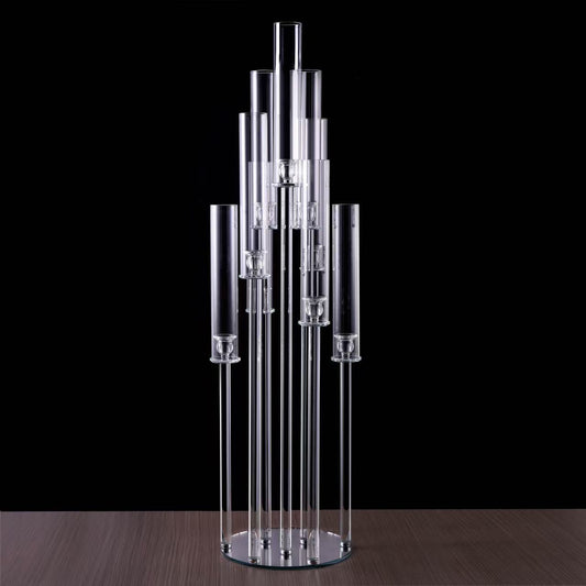 Crystal Glass Candelabra With Round Mirror Base