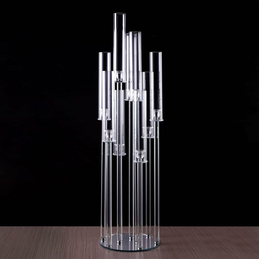 Crystal Glass Candelabra With Round Mirror Base