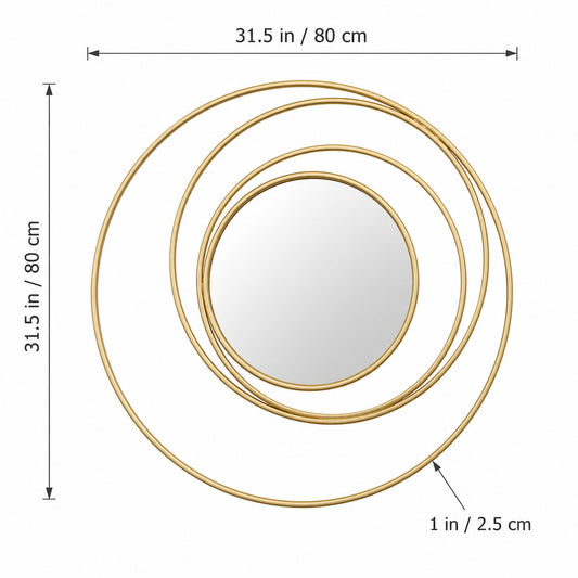 Modern 3D Gold Round Wall Mirror