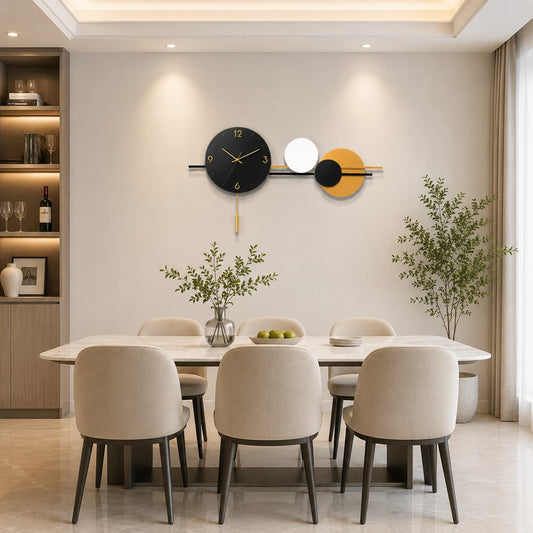 Modern 3D Geometric Round Large Metal Wall Clock
