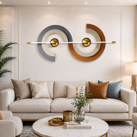 Modern Abstract Metal Wall Art Gray Creative Home Decor Sculpture