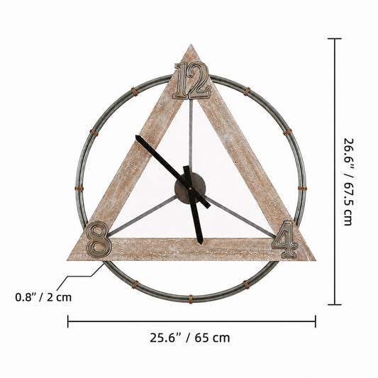 Triangle Wooden Vintage Geometric Art Wall Clock
