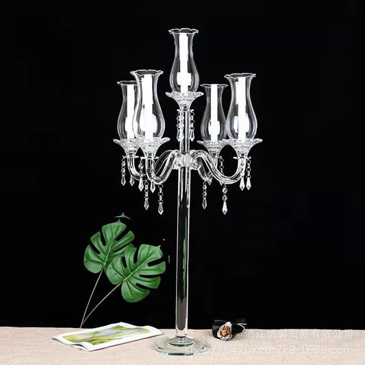 5 Arm 37.4" Crystal Glass Candelabra