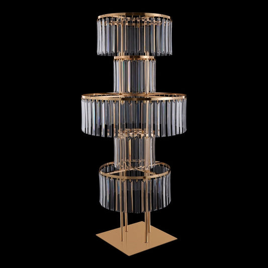 Crystal Pendant Round Gold Flower Stand