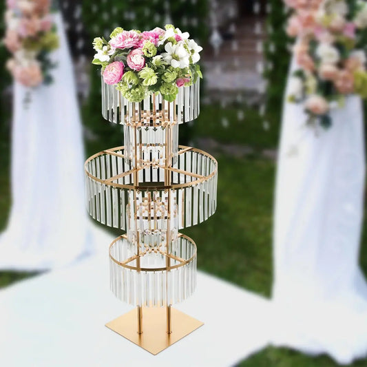 40" Gold 5-Tier Round Metal Flower Stand