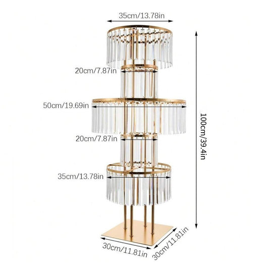 Crystal Pendant Round Gold Flower Stand