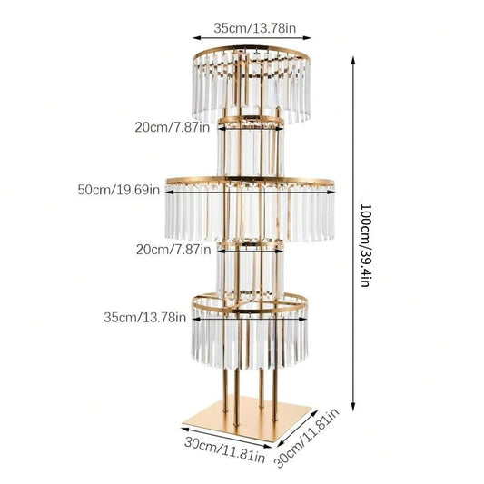 40" Gold 5-Tier Round Metal Flower Stand Size