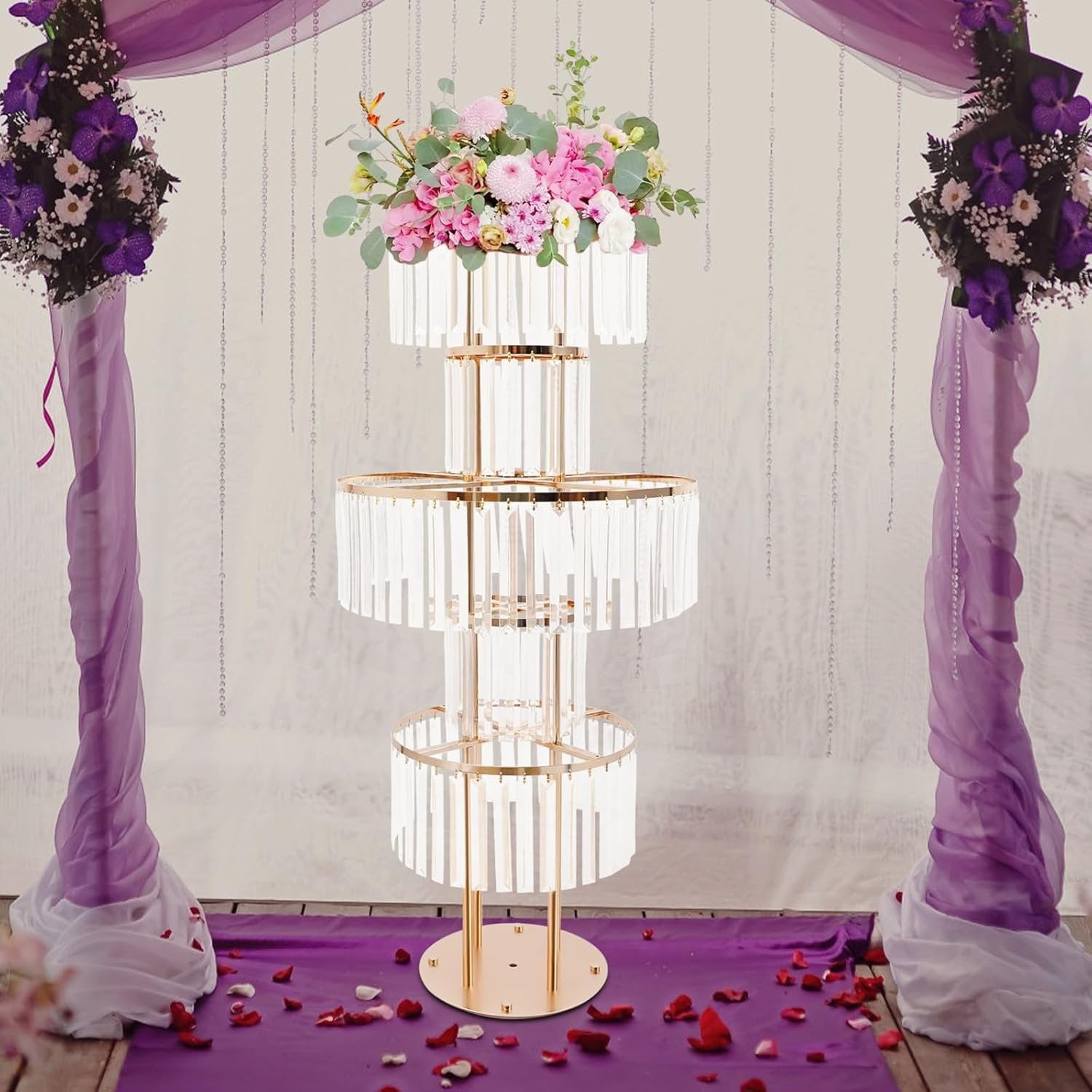 5-Tier Round Gold Flower Stand