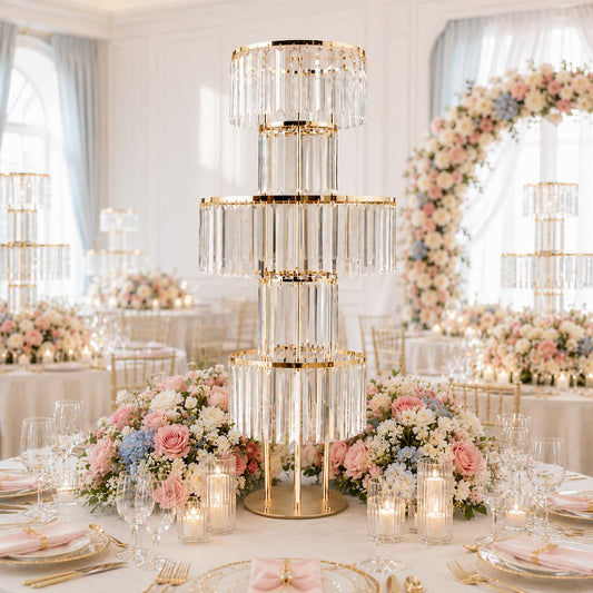 5-Tier Round Gold Flower Stand