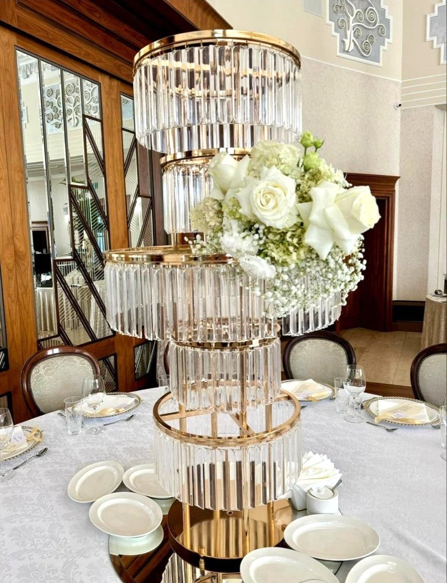 5-Tier Round Gold Flower Stand