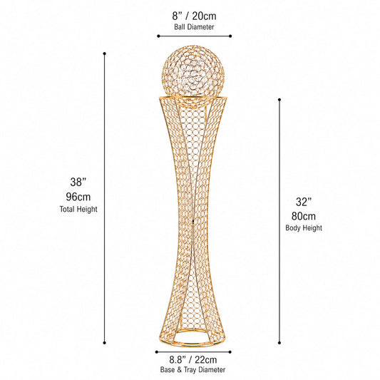 Gold Crystal Centerpiece Stand with Removable Orb