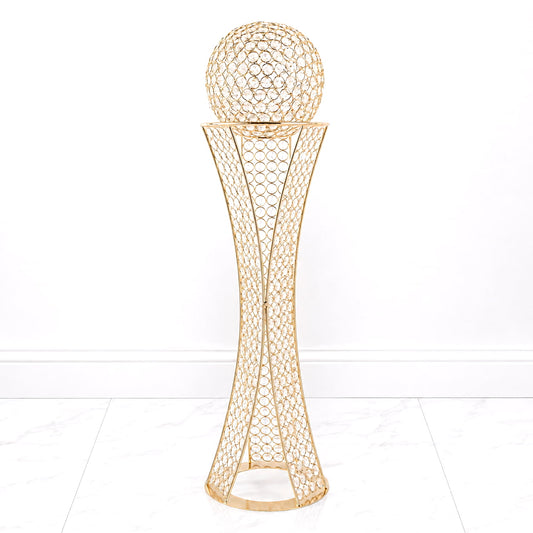 32" Gold Crystal Centerpiece Stand with Removable Orb