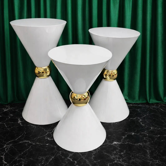 Luxury White Metal Double Cone Dessert Table Stand