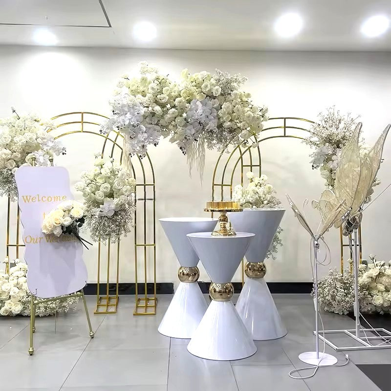 Luxury White Metal Double Cone Dessert Table Stand
