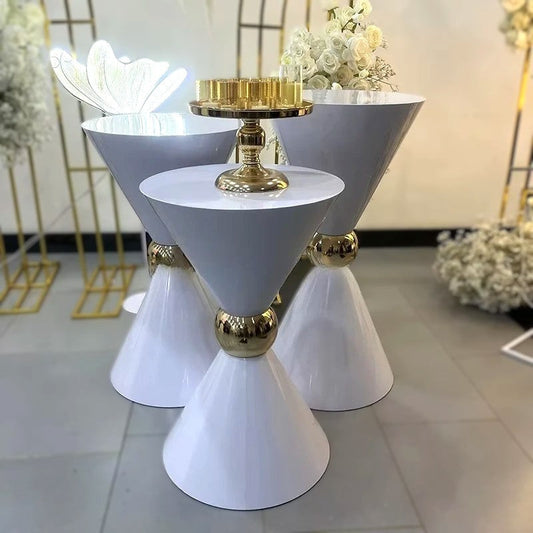 Luxury White Metal Double Cone Dessert Table Stand