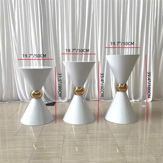 Luxury White Metal Double Cone Dessert Table Stand Size