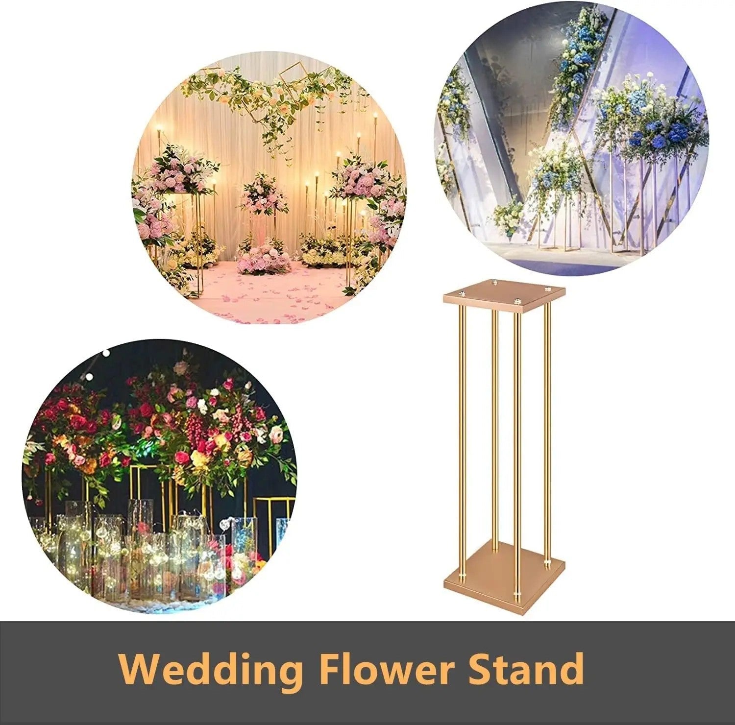 Heavy Duty Electroplated Gold Wedding Flower Stands