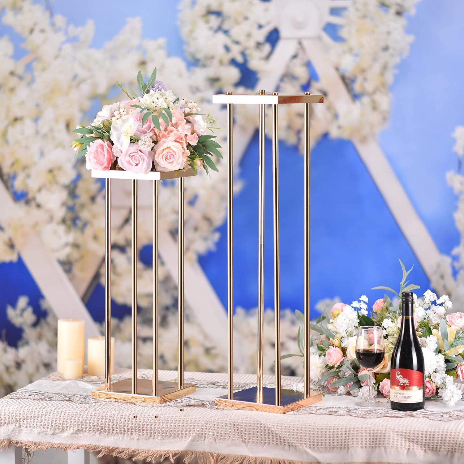 Heavy Duty Electroplated Gold Wedding Flower Stands