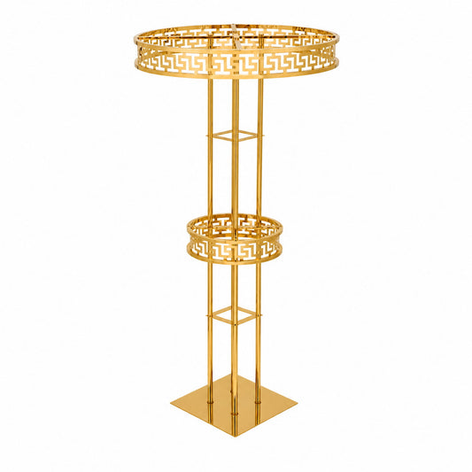 Gold 2-Tier Metal Flower Stand-48“ Tall