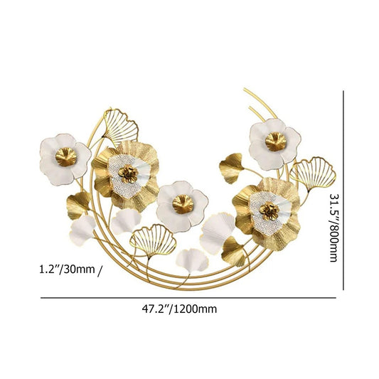 Modern Metal Wall Decor Art with Flowers Home Decor Creative 3D Artwork