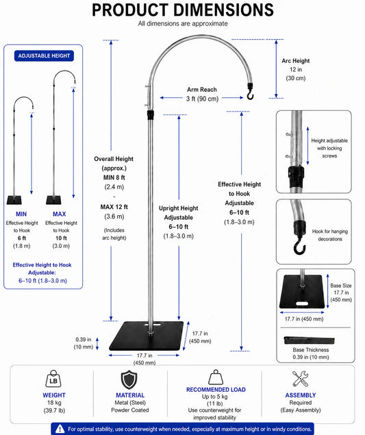 Adjustable 6â10ft Aluminum Hanging Stand
