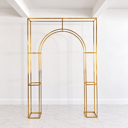 Gold 3D Geometric Wedding Arch Backdrop Stand
