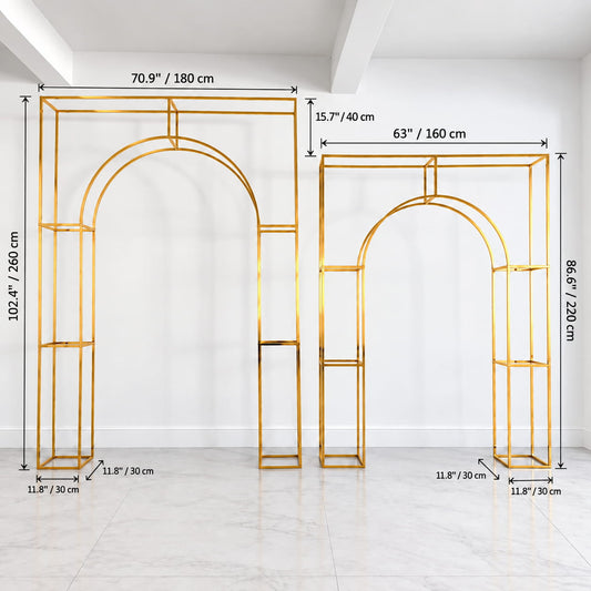 Gold 3D Geometric Wedding Arch Backdrop Stand