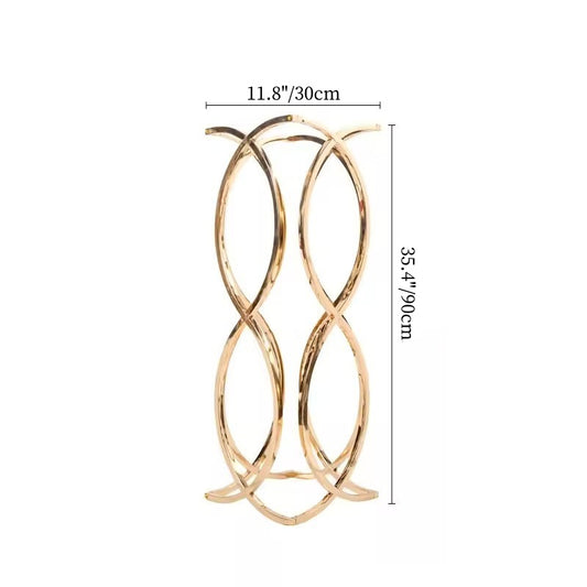 Gold twisted loop floral stand dimensions 35.4 inch height 11.8 inch top and base wedding centerpiece stand