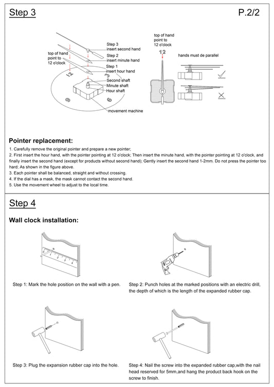 Wall clocks instruction P.2/2
