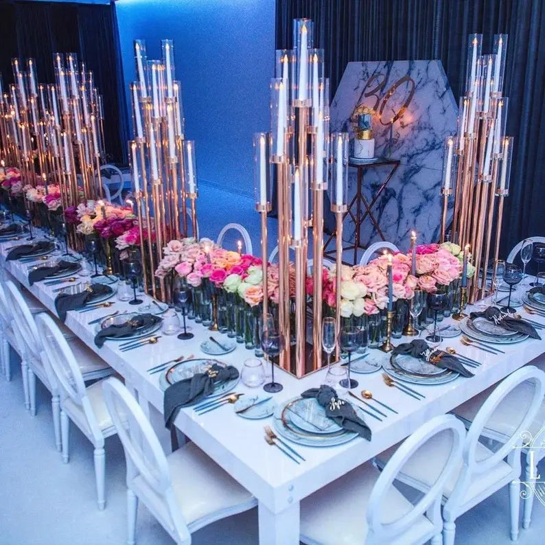 10 Arm 58" Gold Metal Cluster Candelabra