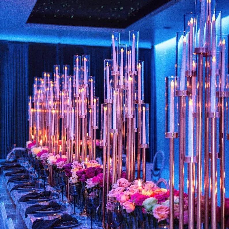 Tall Gold Metal Cluster Candelabra