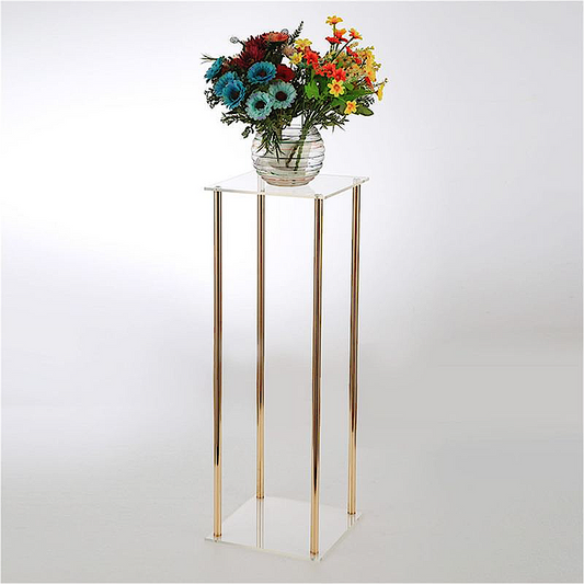 5 PCs Gold Square Metal Cylinder | Pedestal Stand | Floral Square Stand | Wedding Square Stand | Party  Backdrop Stand | Flower Stand