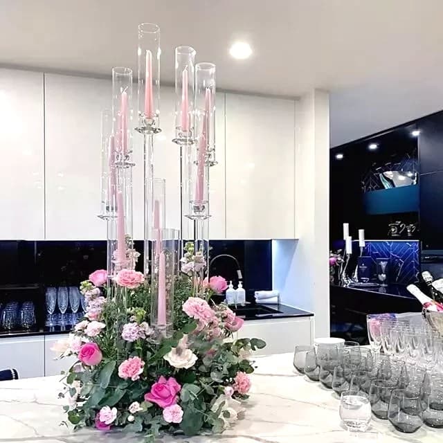 8 Arm 40" Crystal Glass Candelabra Wedding Centerpiece