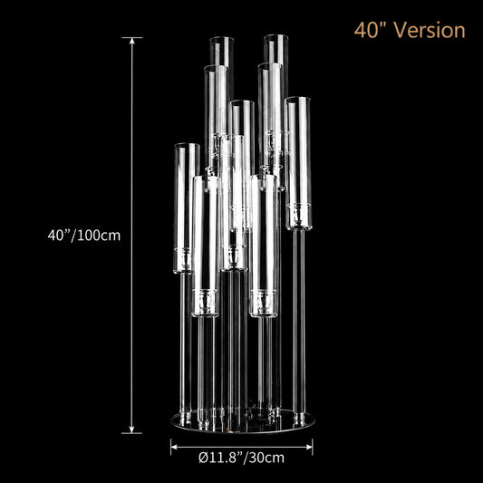 10 Arm40" Crystal Glass Candelabra Pillar Candle Holders