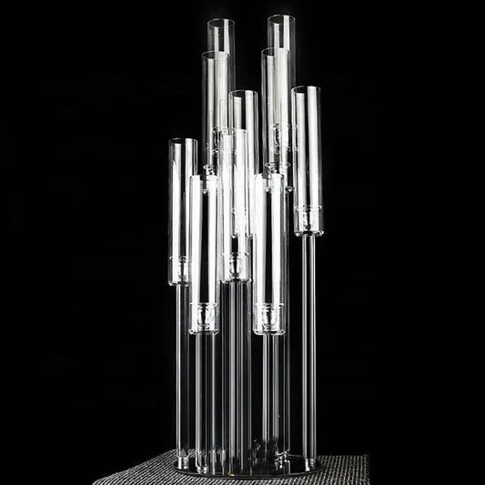 10 Arm 40" Crystal Glass Candelabra Pillar Candle Holders