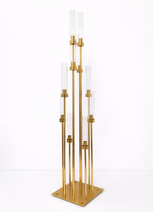 10 Arm 58" Gold Metal Cluster Candelabra