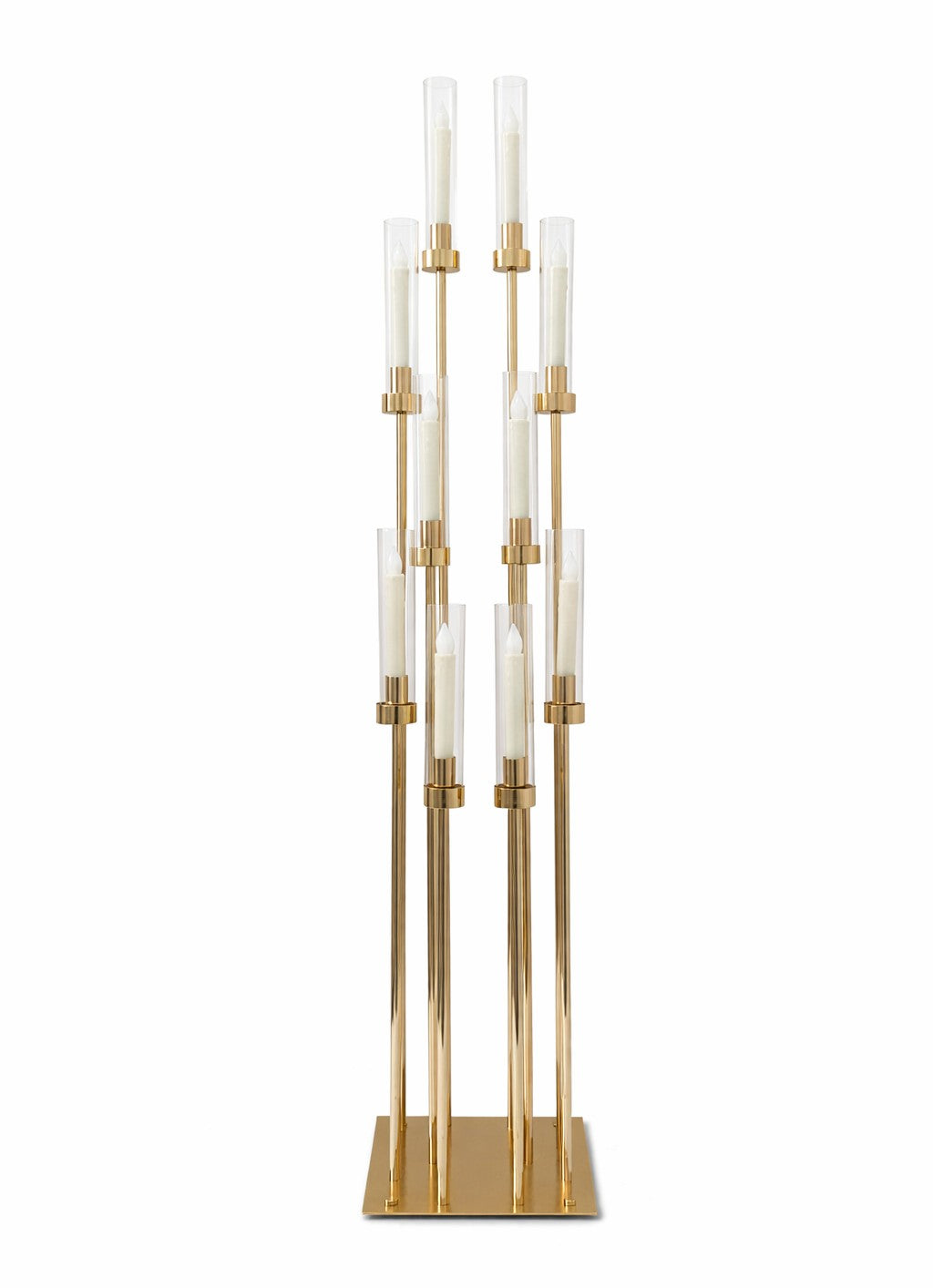 10 Arm 58" Gold Metal Cluster Candelabra