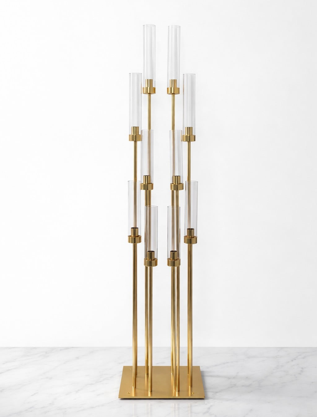 10 Arm 58" Gold Metal Cluster Candelabra