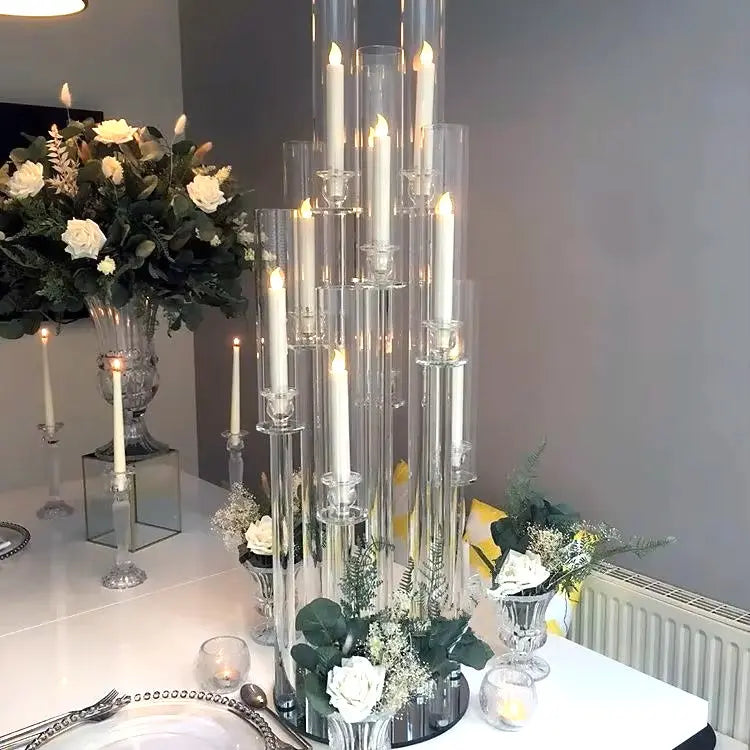 8 Arm 40" Crystal Glass Candelabra Wedding Centerpiece