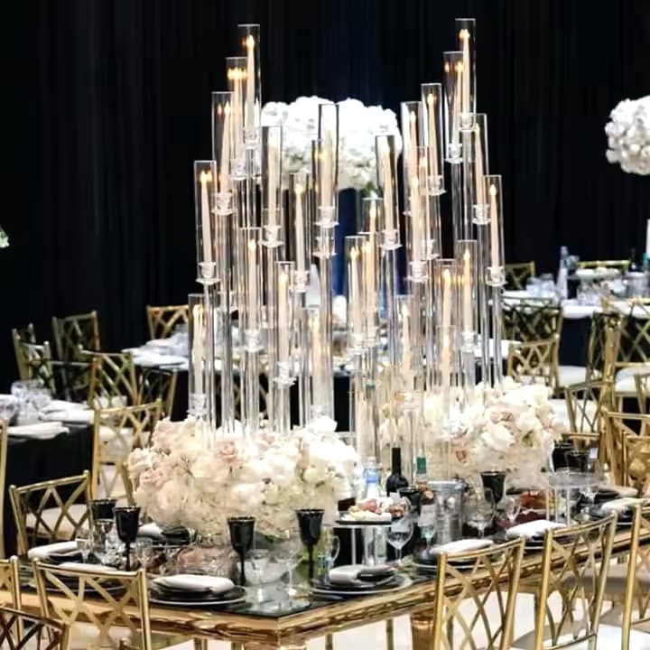 10 Arm 48" Crystal Glass Candelabra
